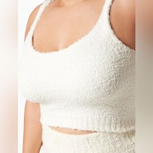 SKIMS Women's Cozy White Fuzzy Tank Top
